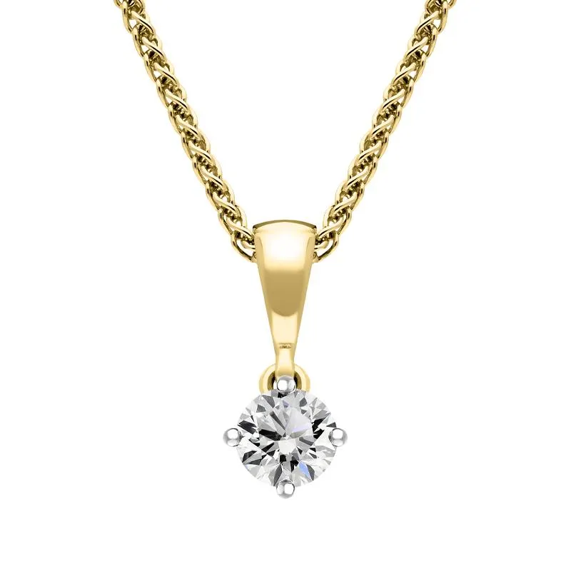 18ct White and Yellow Gold Diamond Solitaire Pendant sold by Jura Watches