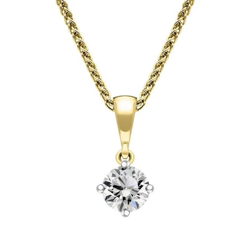 18ct White and Yellow Gold Diamond Solitaire Pendant sold by Jura Watches