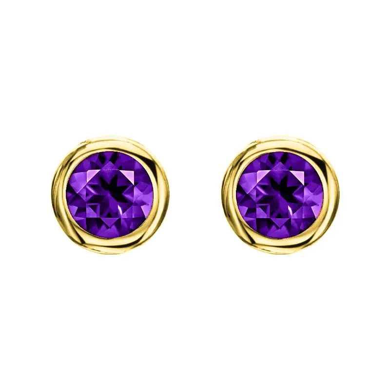 18ct Yellow Gold 0.48ct Amethyst Round Stud Earrings sold by Jura Watches