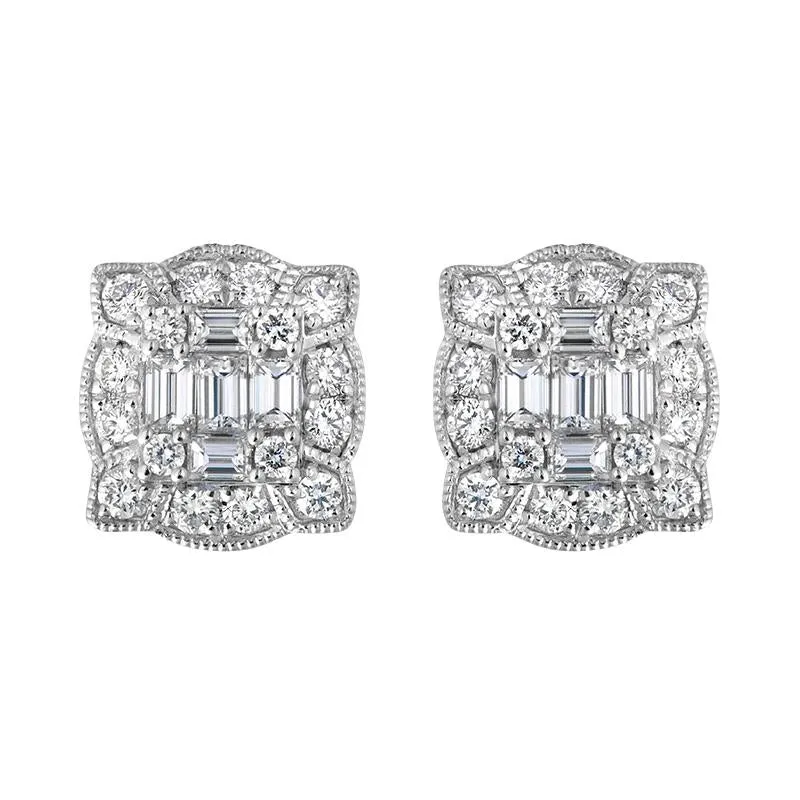 18ct White Gold Diamond Cluster Stud Earrings sold by Jura Watches