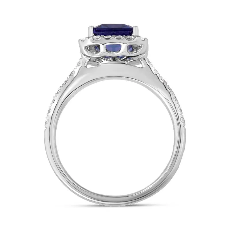 18ct White Gold Tanzanite Diamond Emerald Cut Cluster Ring sold by Jura Watches product image thumbnail 3