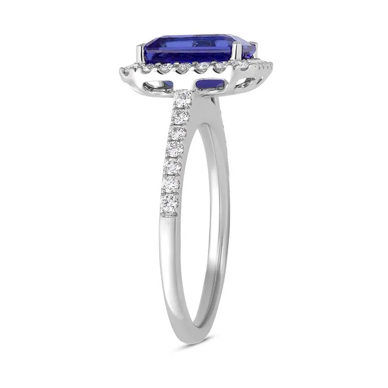 18ct White Gold Tanzanite Diamond Emerald Cut Cluster Ring sold by Jura Watches product image thumbnail 4