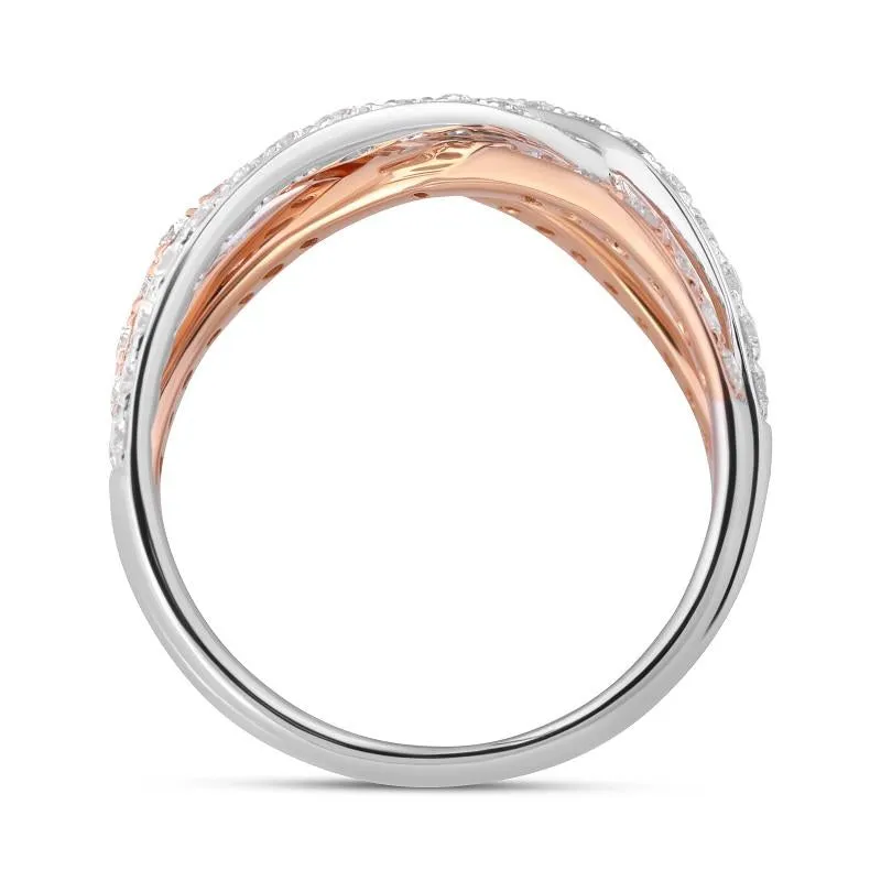 18ct Rose and White Gold Diamond Crossover Band Ring sold by Jura Watches product image thumbnail 3