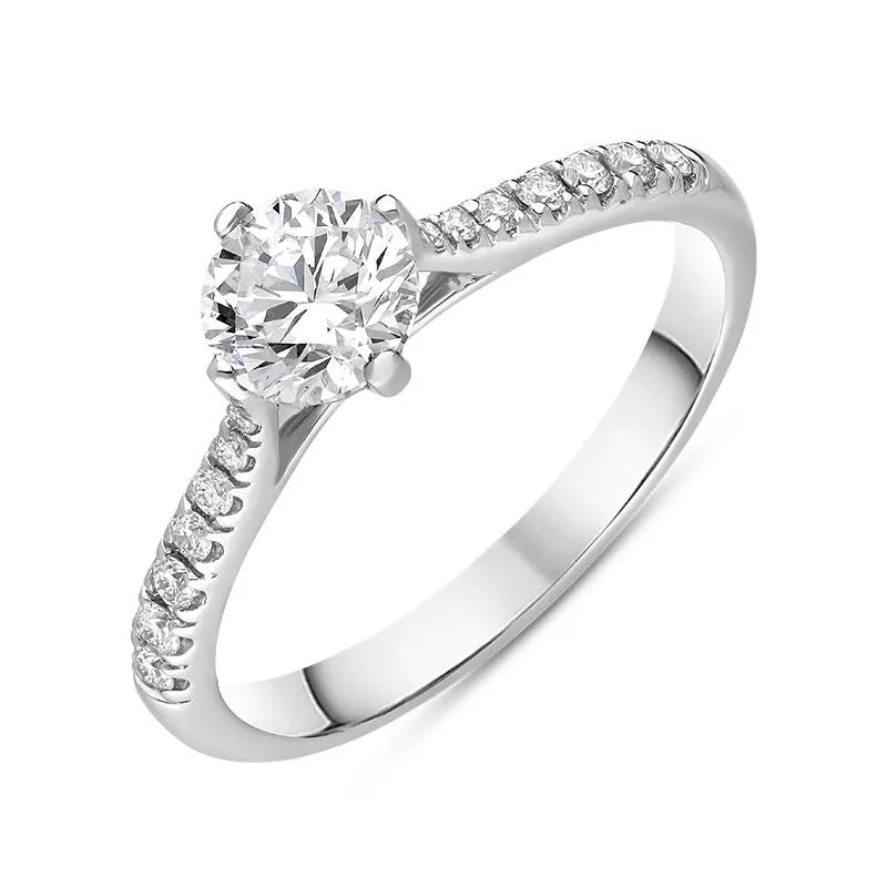 Platinum 0.89ct Diamond Set Shoulder Solitaire Ring sold by Jura Watches