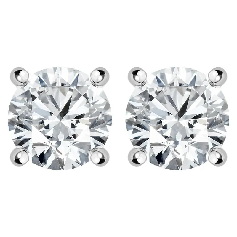 18ct White Gold 0.70ct Diamond Solitaire Brilliant Cut Stud Earrings sold by Jura Watches