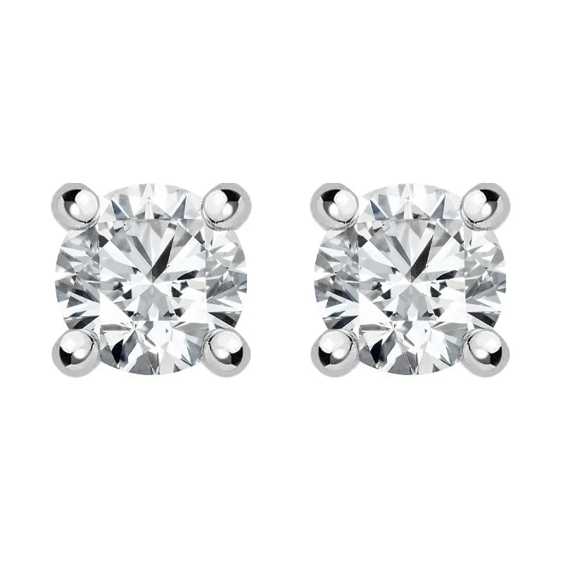 18ct White Gold 0.30ct Diamond Solitaire Brilliant Cut Stud Earrings sold by Jura Watches