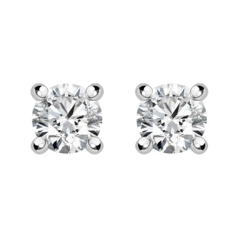 18ct White Gold 0.25ct Diamond Solitaire Brilliant Cut Stud Earrings sold by Jura Watches