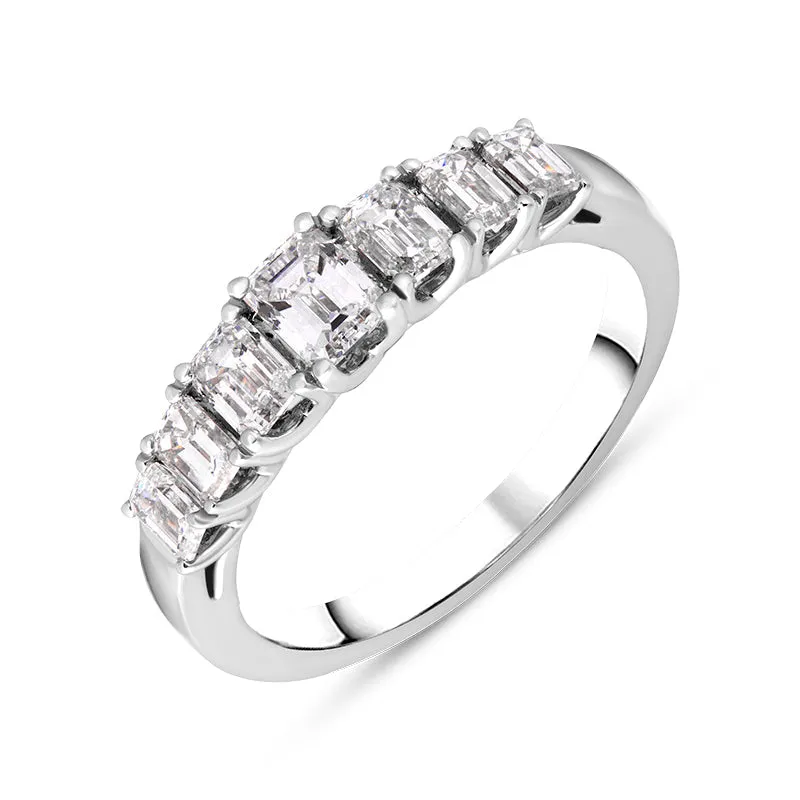 Platinum Diamond Emerald Cut Claw Set Half Eternity Ring sold by Jura Watches