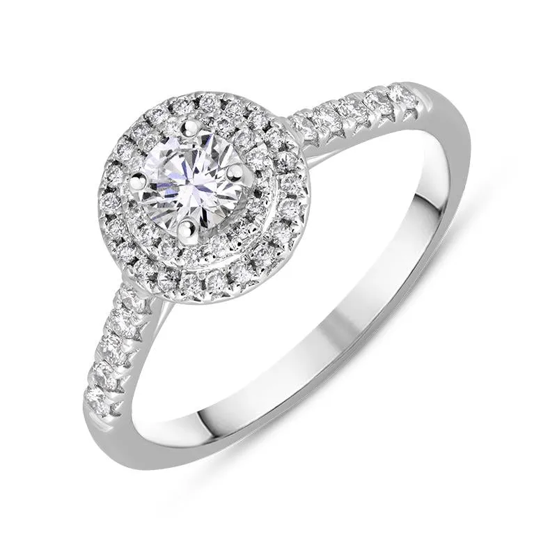 Platinum Diamond Brilliant Round Cut Cluster Shoulder Set Ring sold by Jura Watches