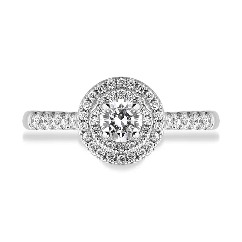 Platinum Diamond Brilliant Round Cut Cluster Shoulder Set Ring sold by Jura Watches product image thumbnail 2