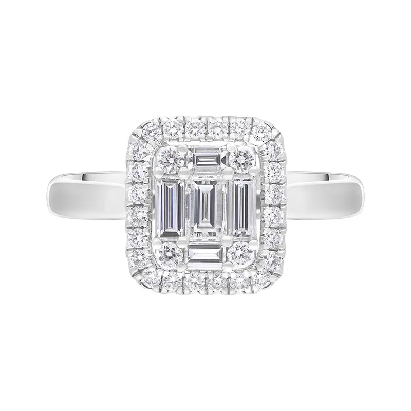 18ct White Gold Diamond Baguette Cut Vintage Style Cluster Ring sold by Jura Watches product image thumbnail 3