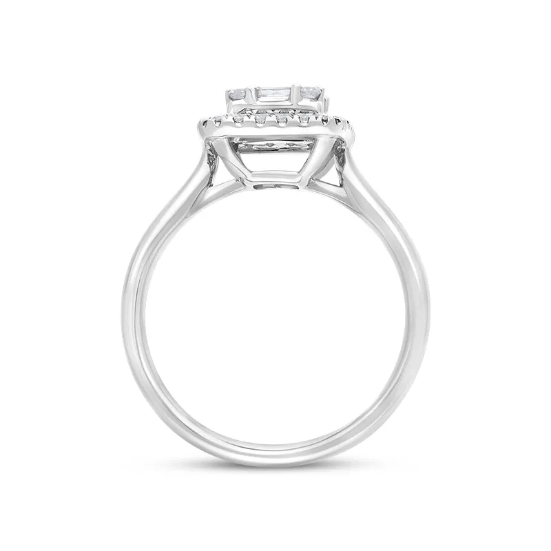 18ct White Gold Diamond Baguette Cut Vintage Style Cluster Ring sold by Jura Watches product image thumbnail 2