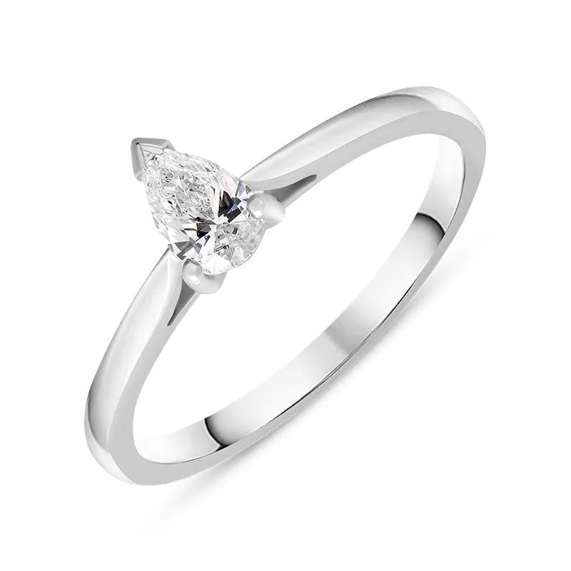 18ct White Gold Diamond Pear Cut Solitaire Ring sold by Jura Watches