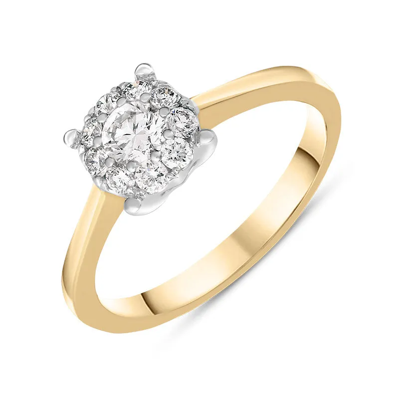 18ct Yellow Gold Diamond Round Brilliant Cut Cluster Ring sold by Jura Watches