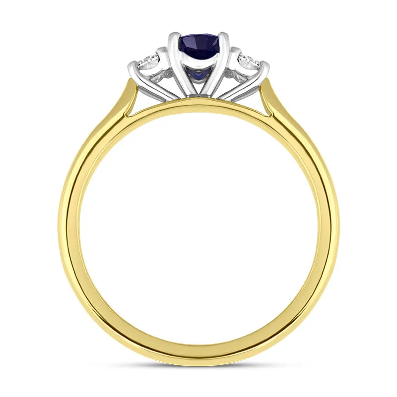 18ct Yellow Gold Sapphire Diamond Three Stone Ring sold by Jura Watches product image thumbnail 2
