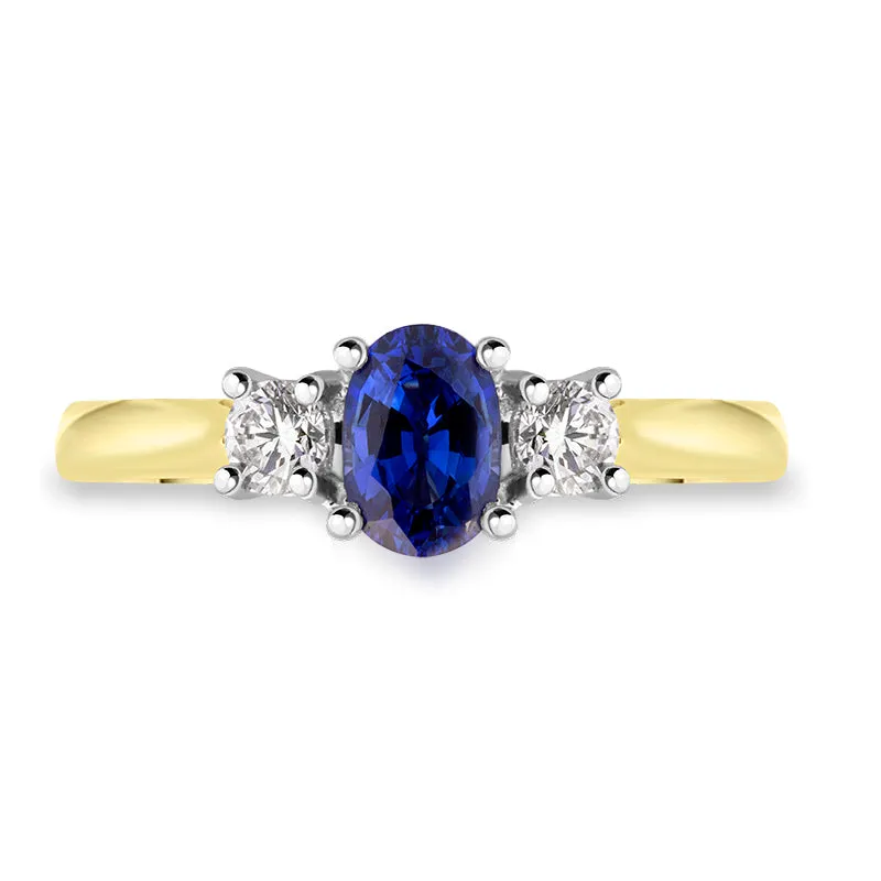 18ct Yellow Gold Sapphire Diamond Three Stone Ring sold by Jura Watches product image thumbnail 3