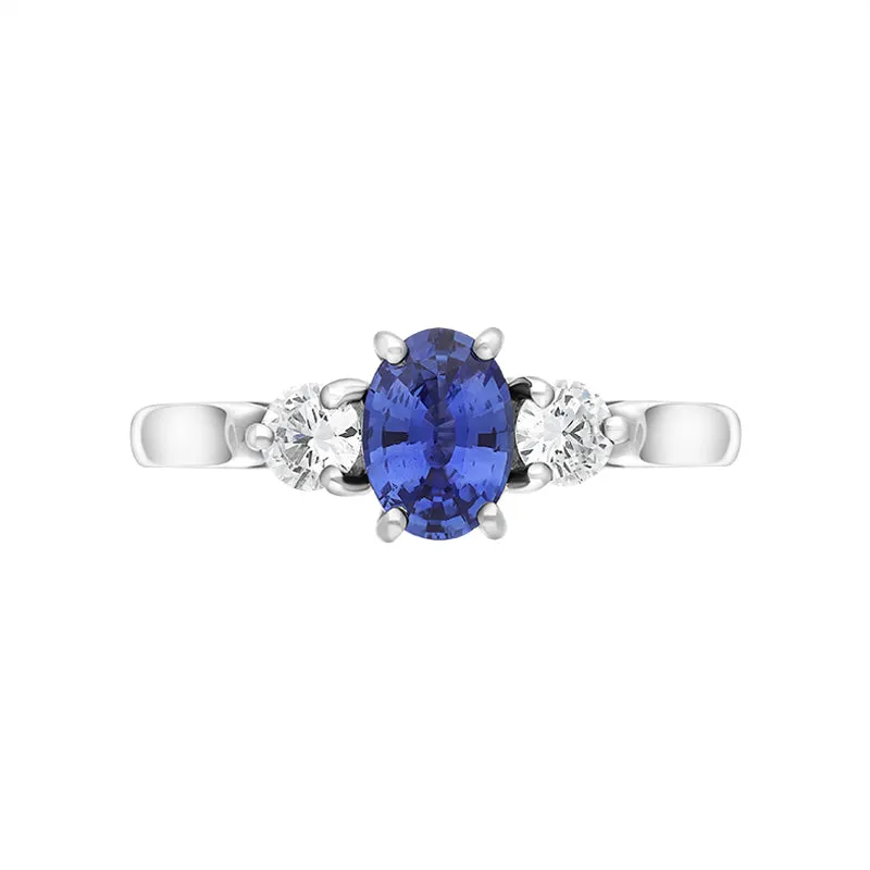 Platinum Sapphire Diamond Three Stone Ring sold by Jura Watches product image thumbnail 3
