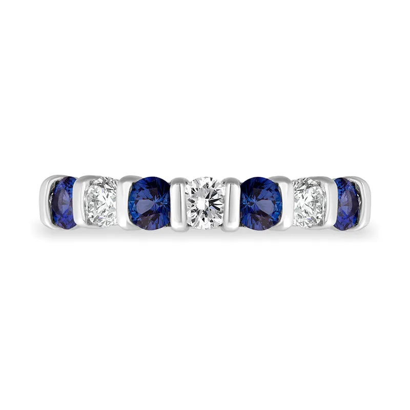 18ct Yellow Gold Sapphire Diamond Half Eternity Ring sold by Jura Watches product image thumbnail 2
