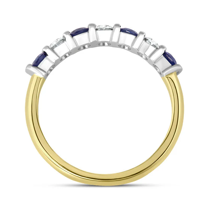 18ct Yellow Gold Sapphire Diamond Half Eternity Ring sold by Jura Watches product image thumbnail 3