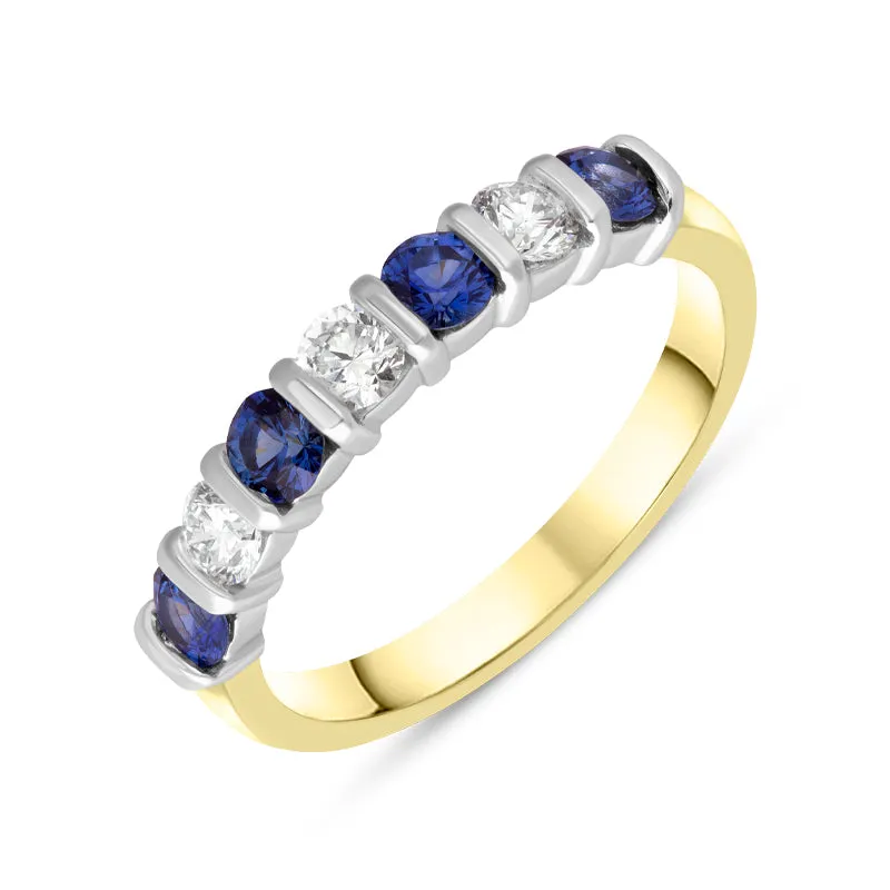 18ct Yellow Gold Sapphire Diamond Half Eternity Ring sold by Jura Watches