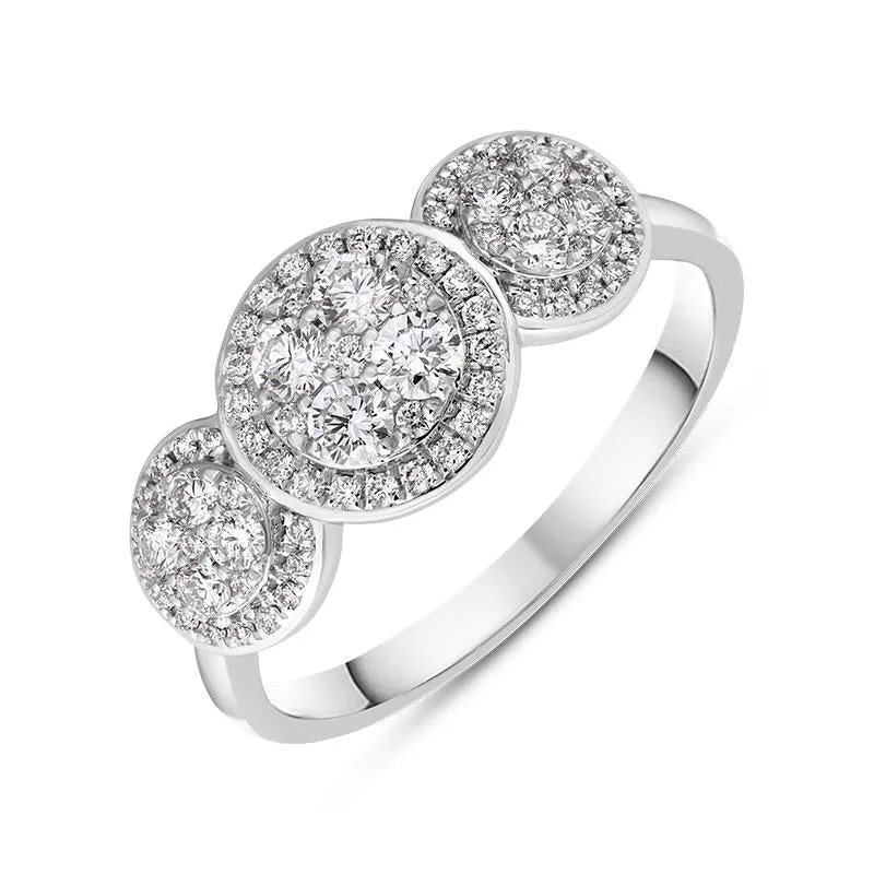 18ct White Gold Diamond Trilogy Cluster Ring sold by Jura Watches