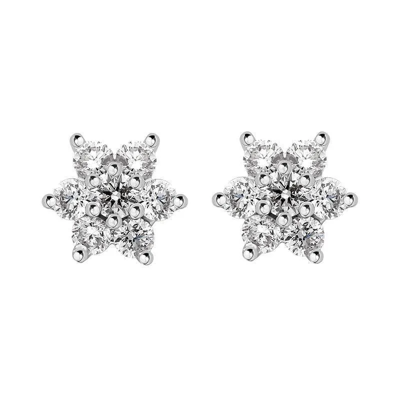 18ct White and Yellow Gold Diamond Cluster Stud Earrings sold by Jura Watches
