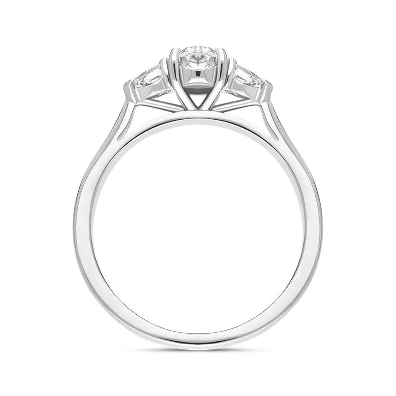 Platinum Diamond Three Stone Trilogy Oval and Pear Cut Ring sold by Jura Watches product image thumbnail 3