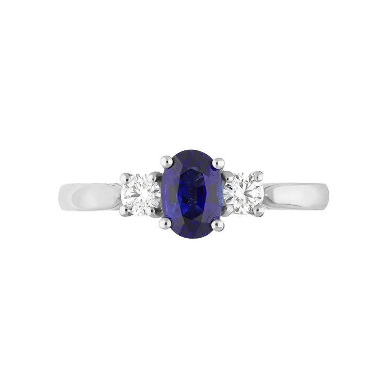 Platinum Sapphire Diamond Oval Cut Three Stone Ring sold by Jura Watches product image thumbnail 2