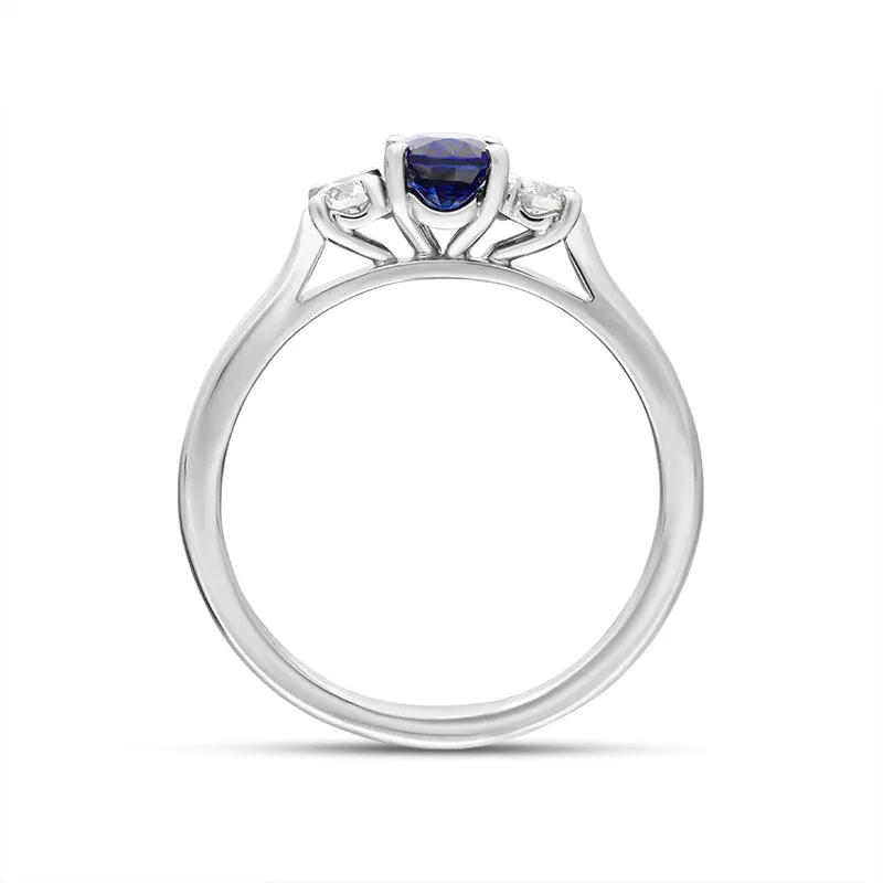 Platinum Sapphire Diamond Oval Cut Three Stone Ring sold by Jura Watches product image thumbnail 3