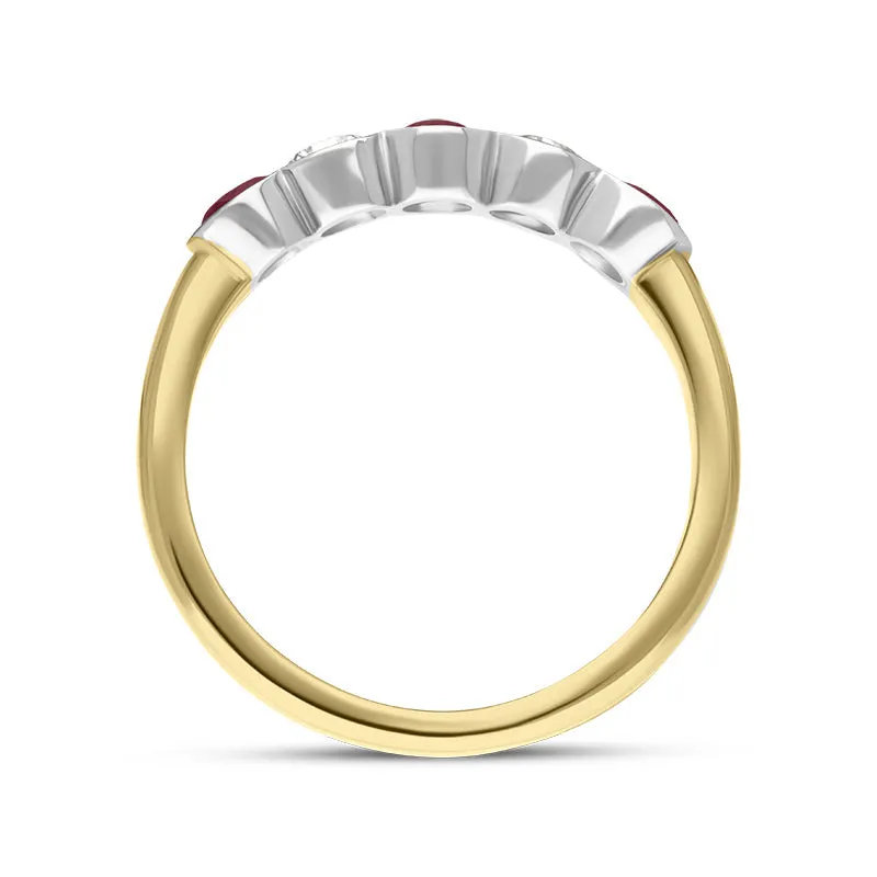 18ct Yellow Gold Ruby Diamond Half Eternity Ring sold by Jura Watches product image thumbnail 3