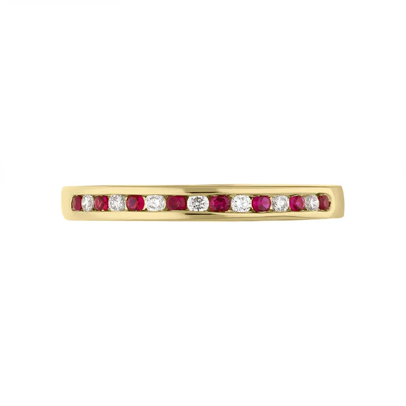 18ct Yellow Gold Ruby Diamond Channel Set Half Eternity Ring sold by Jura Watches product image thumbnail 2