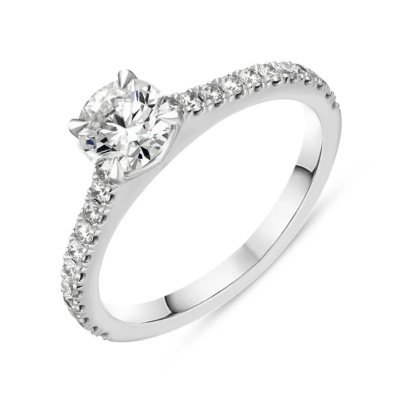 Platinum Diamond Solitaire Shoulder Set Ring sold by Jura Watches