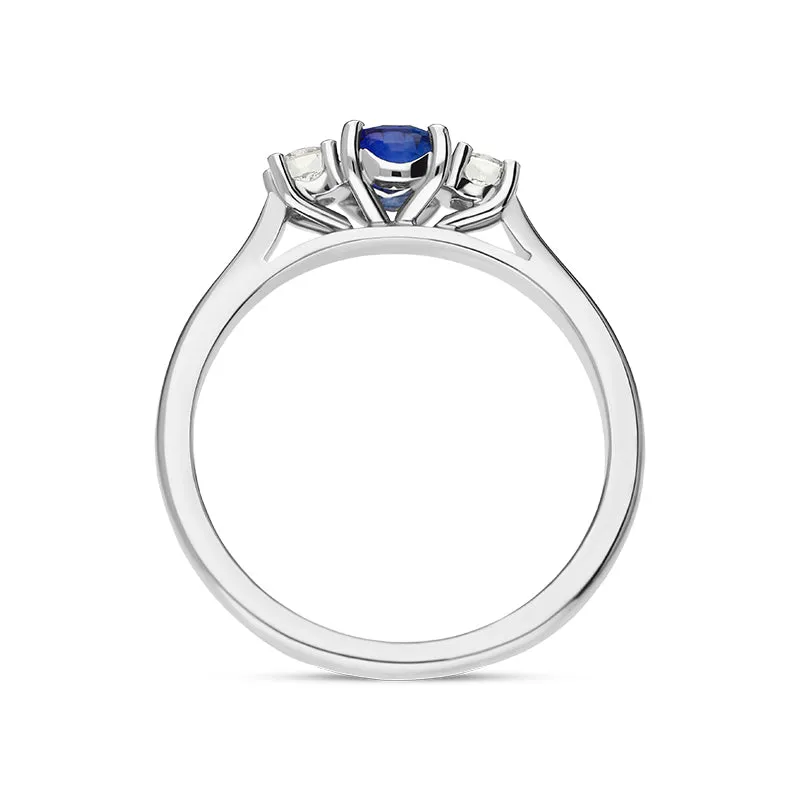 Platinum Sapphire Diamond Three Stone Ring sold by Jura Watches product image thumbnail 3
