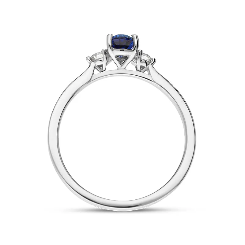 18ct White Gold Sapphire Diamond Pear Cut Three Stone Ring sold by Jura Watches product image thumbnail 3