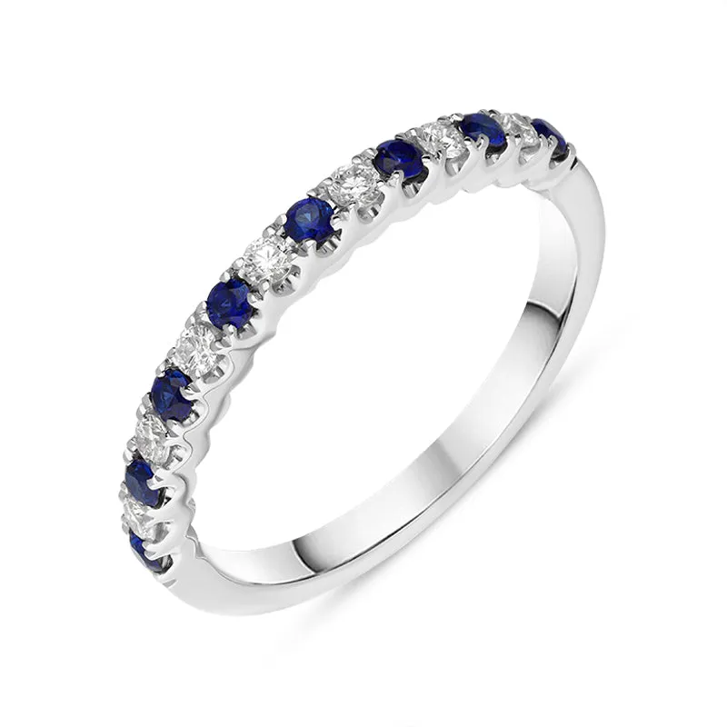 18ct White Gold Sapphire Diamond Half Eternity Ring sold by Jura Watches