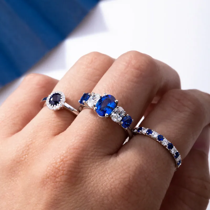 18ct White Gold Sapphire Diamond Half Eternity Ring sold by Jura Watches product image thumbnail 5