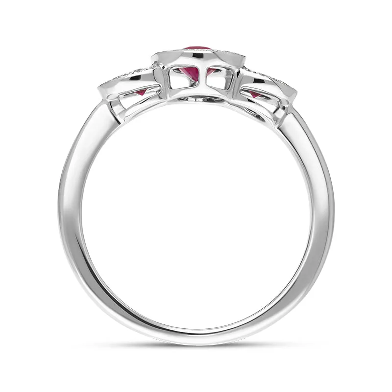 18ct White Gold Ruby Diamond Pave Oval Cluster Ring sold by Jura Watches product image thumbnail 3