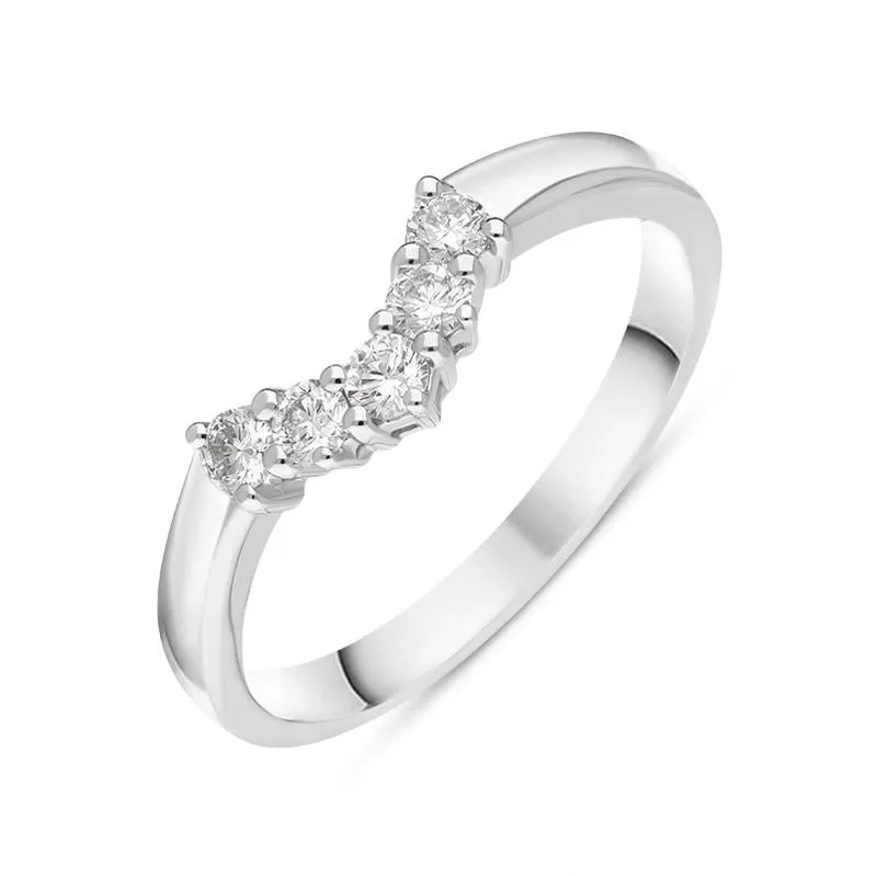 18ct White Gold Diamond Five Stone Wishbone Ring sold by Jura Watches