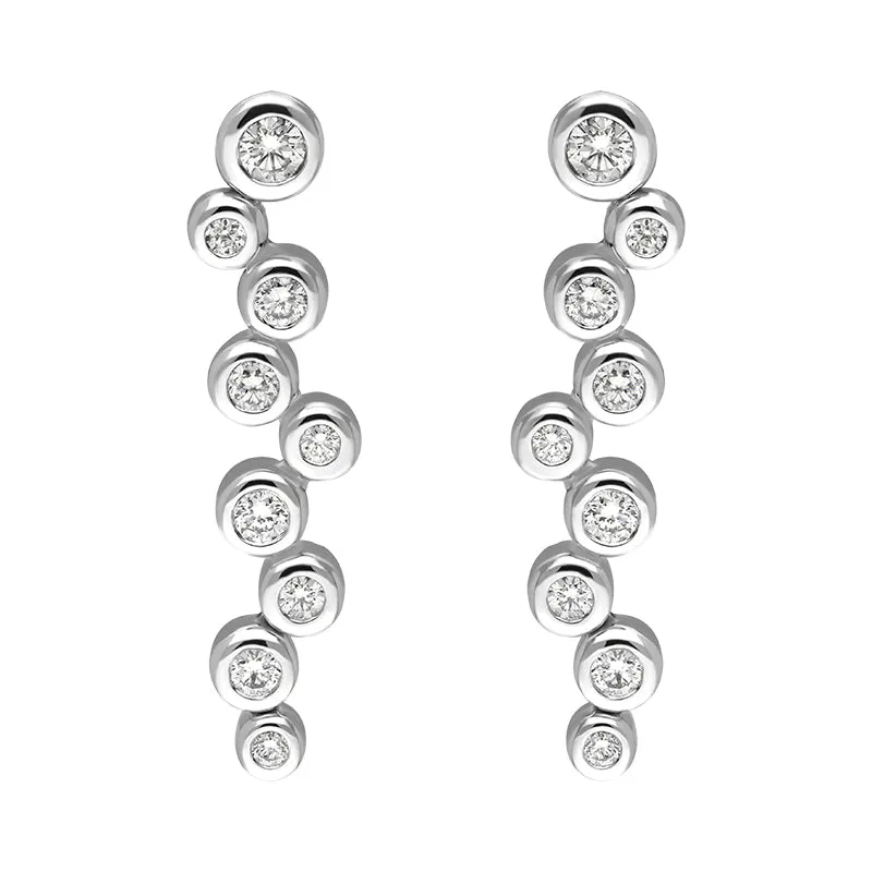 18ct White Gold Diamond Bubble Drop Earrings sold by Jura Watches