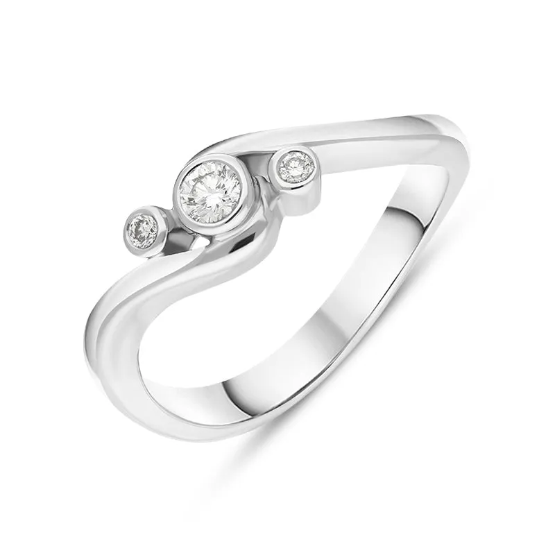 18ct White Gold Diamond Three Stone Crossover Ring sold by Jura Watches