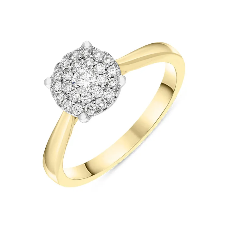 18ct Yellow Gold Diamond Round Brilliant Cut Cluster Ring sold by Jura Watches