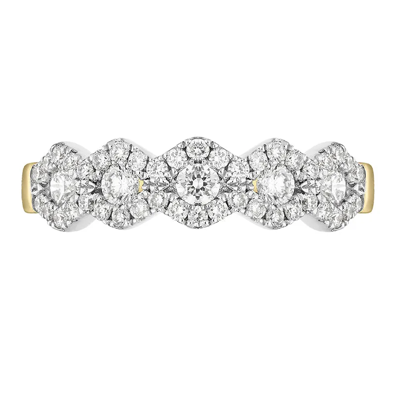 18ct Yellow Gold Diamond Five Stone Cluster Half Eternity Ring sold by Jura Watches product image thumbnail 2