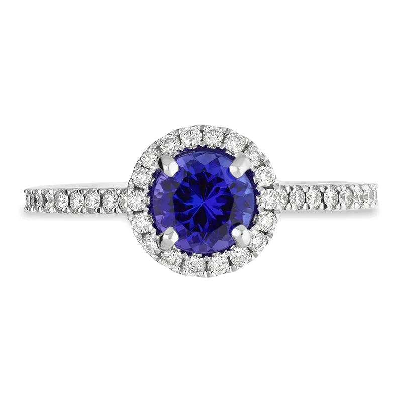 18ct White Gold Tanzanite Diamond Shoulder Set Round Cluster Ring sold by Jura Watches product image thumbnail 2