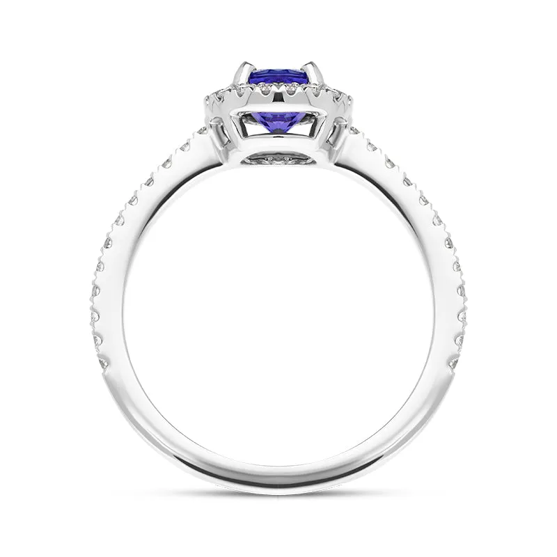 18ct White Gold Tanzanite Diamond Shoulder Set Round Cluster Ring sold by Jura Watches product image thumbnail 3