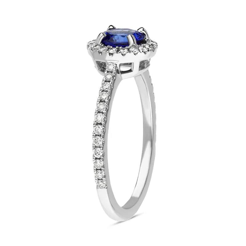 18ct White Gold Tanzanite Diamond Shoulder Set Round Cluster Ring sold by Jura Watches product image thumbnail 4