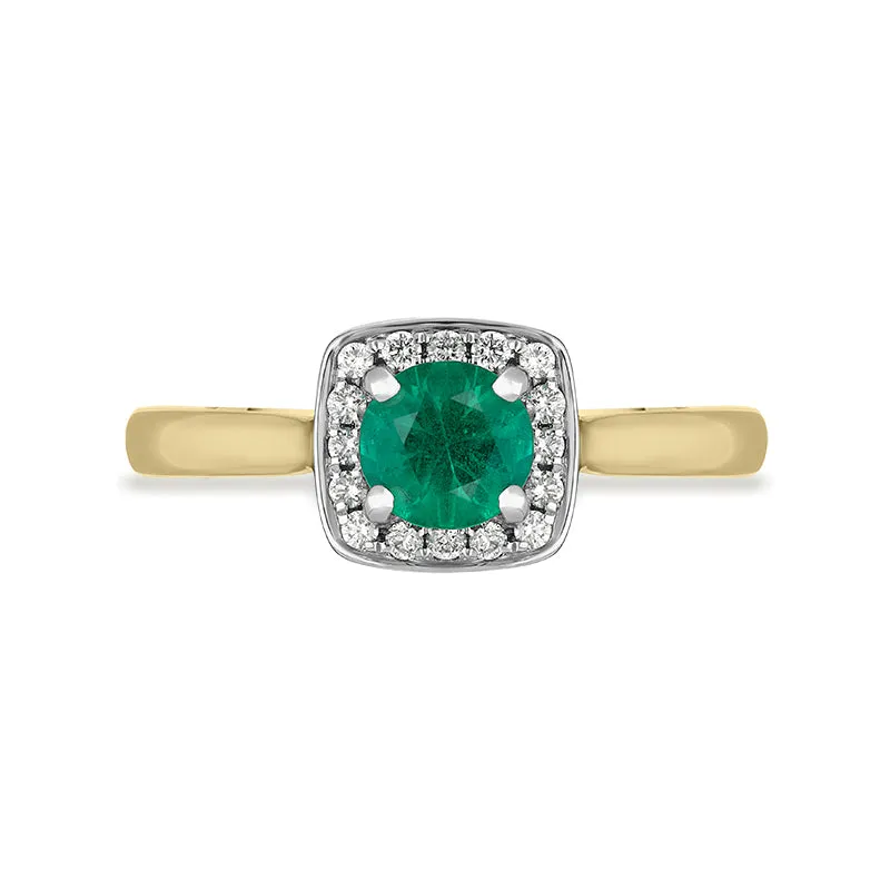 18ct Yellow Gold Emerald Diamond Pave Vintage Style Cushion Cluster Ring sold by Jura Watches product image thumbnail 4
