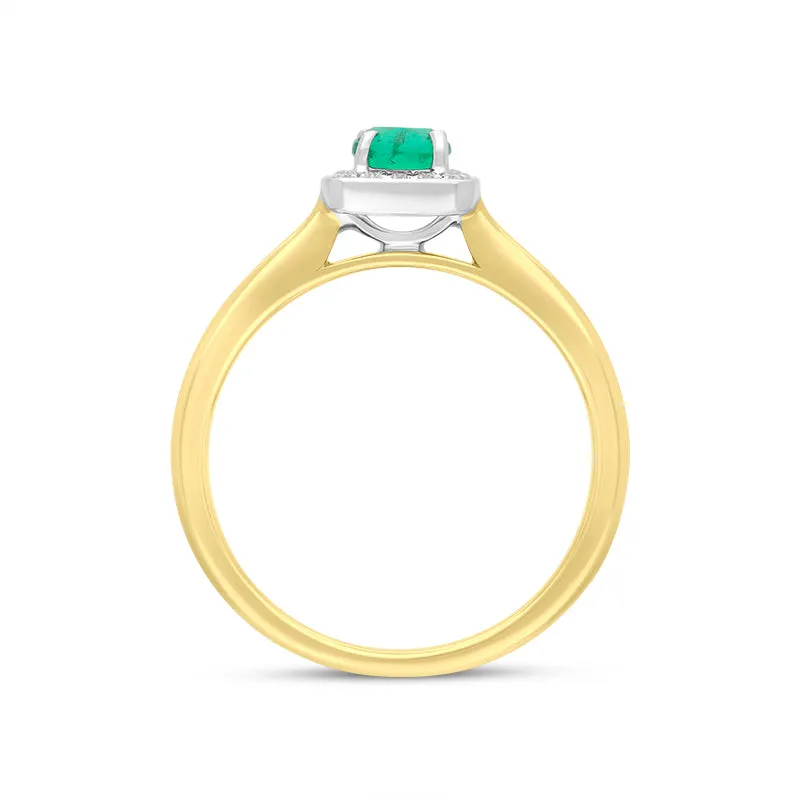 18ct Yellow Gold Emerald Diamond Pave Vintage Style Cushion Cluster Ring sold by Jura Watches product image thumbnail 2