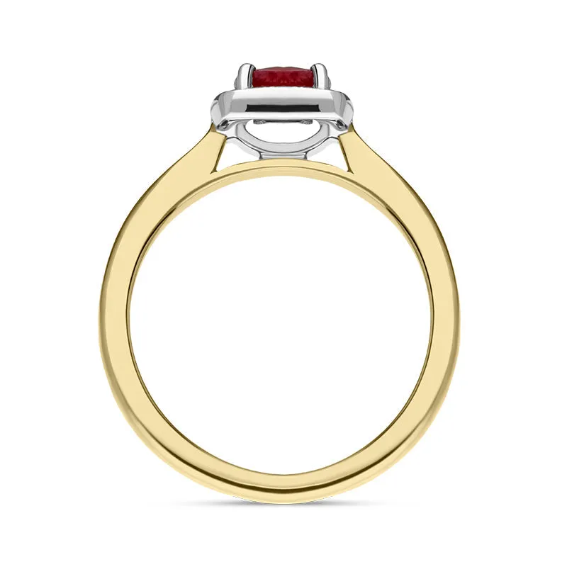 18ct Yellow Gold Ruby Diamond Pave Vintage Style Cushion Cluster Ring sold by Jura Watches product image thumbnail 3