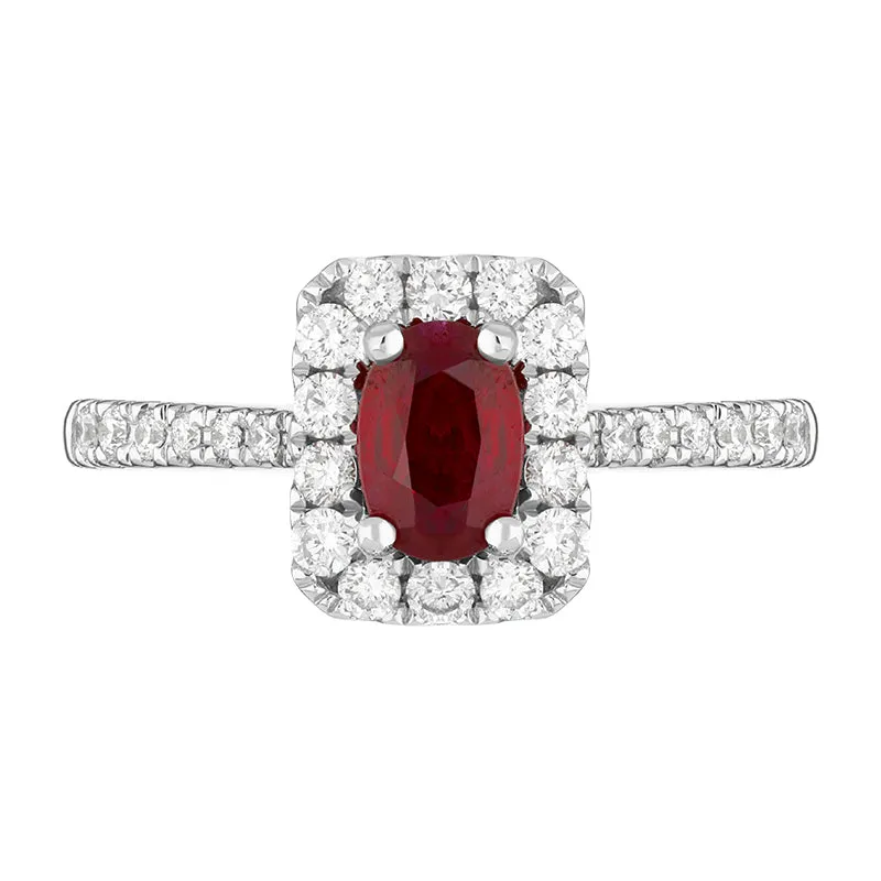 18ct White Gold Ruby Diamond Oval Cut Vintage Style Cluster Ring sold by Jura Watches product image thumbnail 2