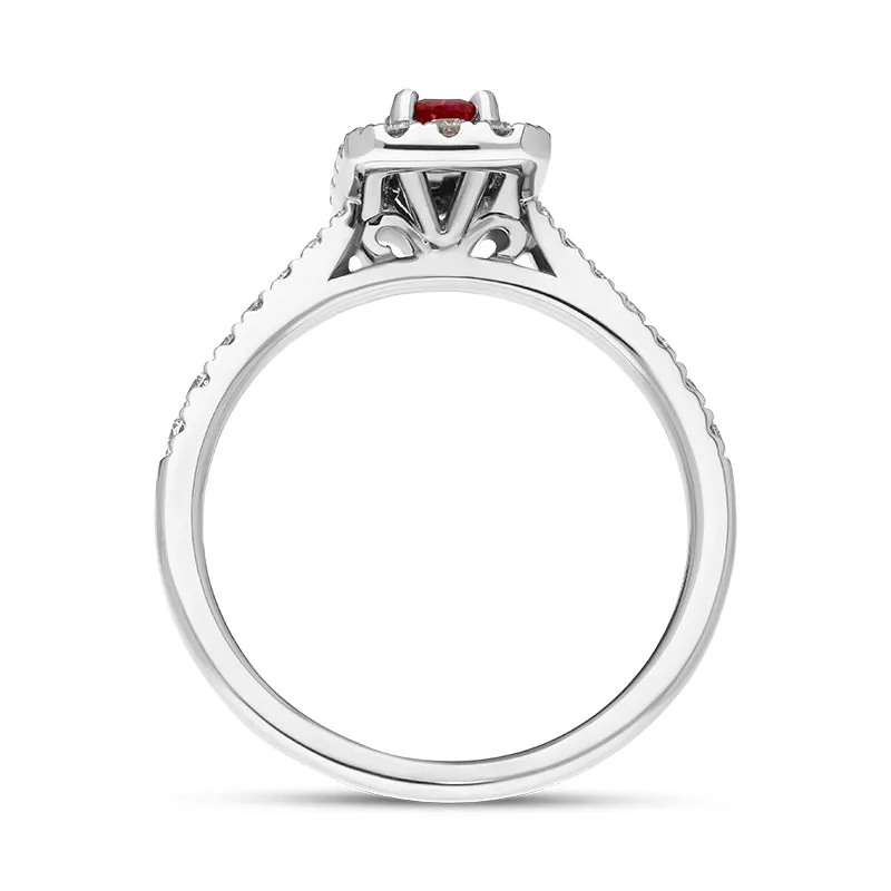 18ct White Gold Ruby Diamond Oval Cut Vintage Style Cluster Ring sold by Jura Watches product image thumbnail 3